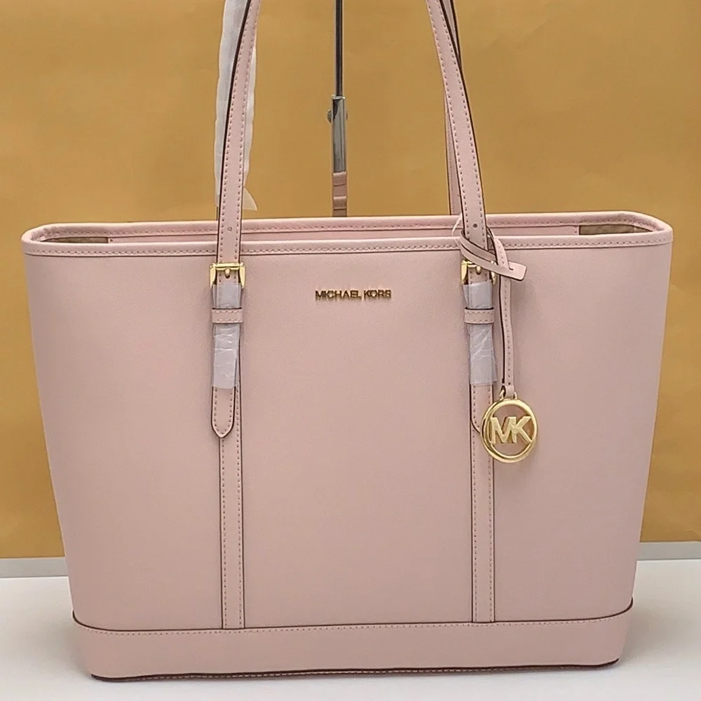 MICHAEL KORS POWDER BLUSH COLOR  Jet Set Travel Large Logo Tote Bag